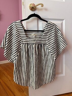 Madewell Black & White Striped Square-Neck Blouse